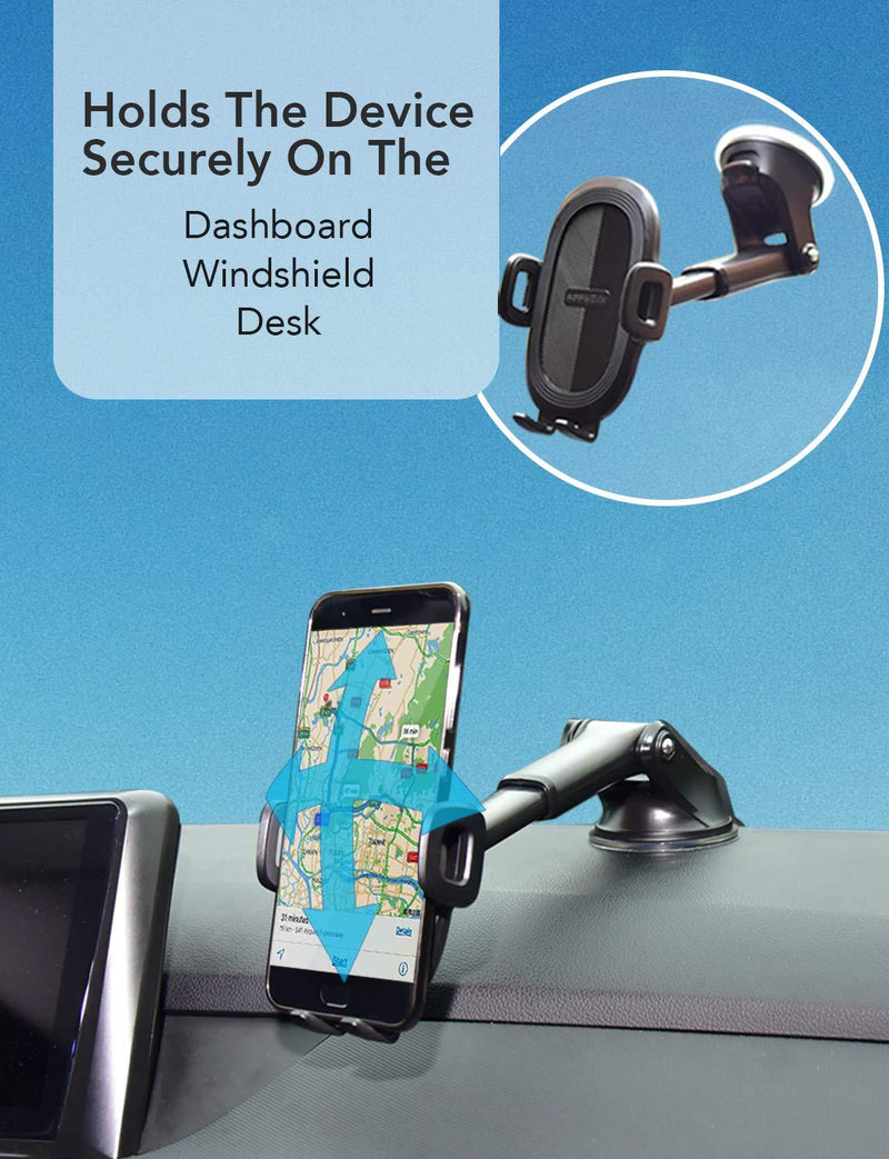 Suction Cup Phone Holder for Windshield/Dashboard/Window, Universal Dashboard & Windshield Sturdy Suction Cup Car Phone Mount with Strong Sticky Gel Pad,Compatible W/ iPhone, Samsung &Other Smartphone
