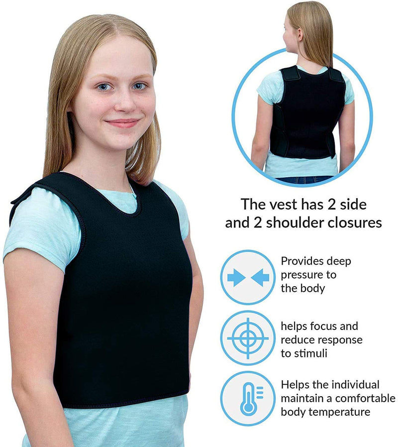 Special Supplies Sensory Compression Vest Deep Pressure Comfort for Autism, Hyperactivity, Mood Processing Disorders, Breathable, Form-Fitting, Kids and Adults (Black, Small 17x30 inches) Black Small (Pack of 1)