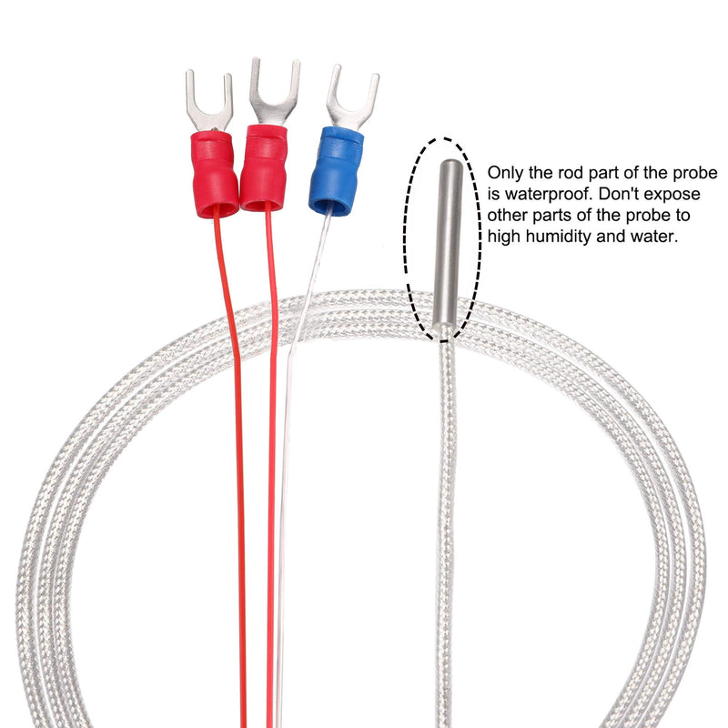 uxcell PT100 RTD Temperature Sensor Probe 3 Wires Cable Thermocouple Stainless Steel 100cm(3.3ft) (Temperature Rang: -20~420°C)