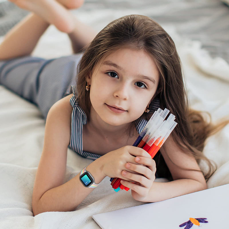3 Pack Replacement Nylon Bands Compatible with Gabb Watch / Gizmo Watch 2 & 1, Hook & Loop Design Easy for Kids to Put On & Off, Breathable & Washable Rainbow+PomeRed+Neon