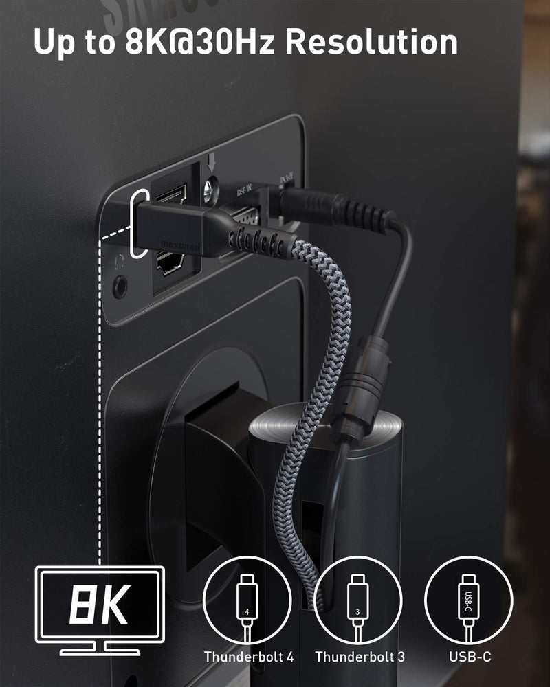 USB4 Compatible with Thunderbolt 4 Cable 4Ft, Maxonar 40Gbps Cable with 100W Charging and 8K@30Hz 5K@60Hz or Dual 4K Video Compatible with Thunderbolt 4, USB4, Thunderbolt 3, USB-C (Certified) 1.2 Meters