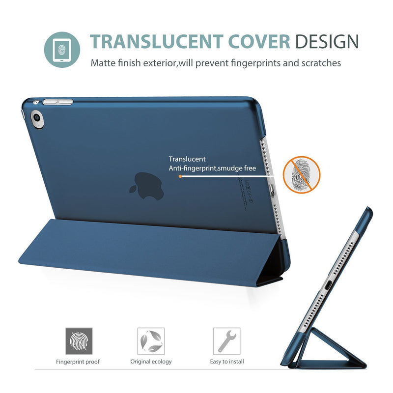 ProCase Smart Case for iPad Air 2 (2014 Release), Ultra Slim Lightweight Stand Protective Case Shell with Translucent Frosted Back Cover for Apple iPad Air 2 (A1566 A1567) -Navy Navy
