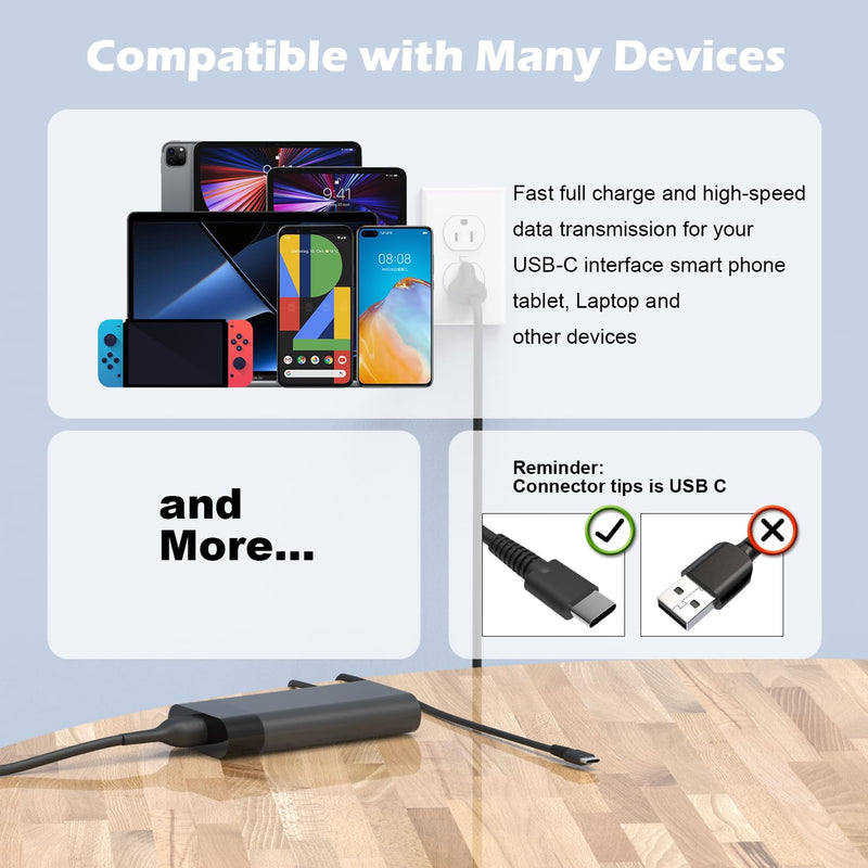 90W USB C Charger for Dell Latitude/Precision/XPS/Chromebook Laptop, Dell 90W Laptop Charger USB C 90W-Black