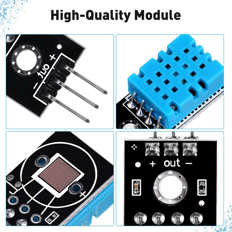 10 Pieces DHT11 Temperature Humidity Sensor Module Digital Single Bus 3.3V-5V, Humidity Measure Range 20%-95% Temperature Measure Range 0-50℃ with Wires Compatible with Arduino Raspberry Pi