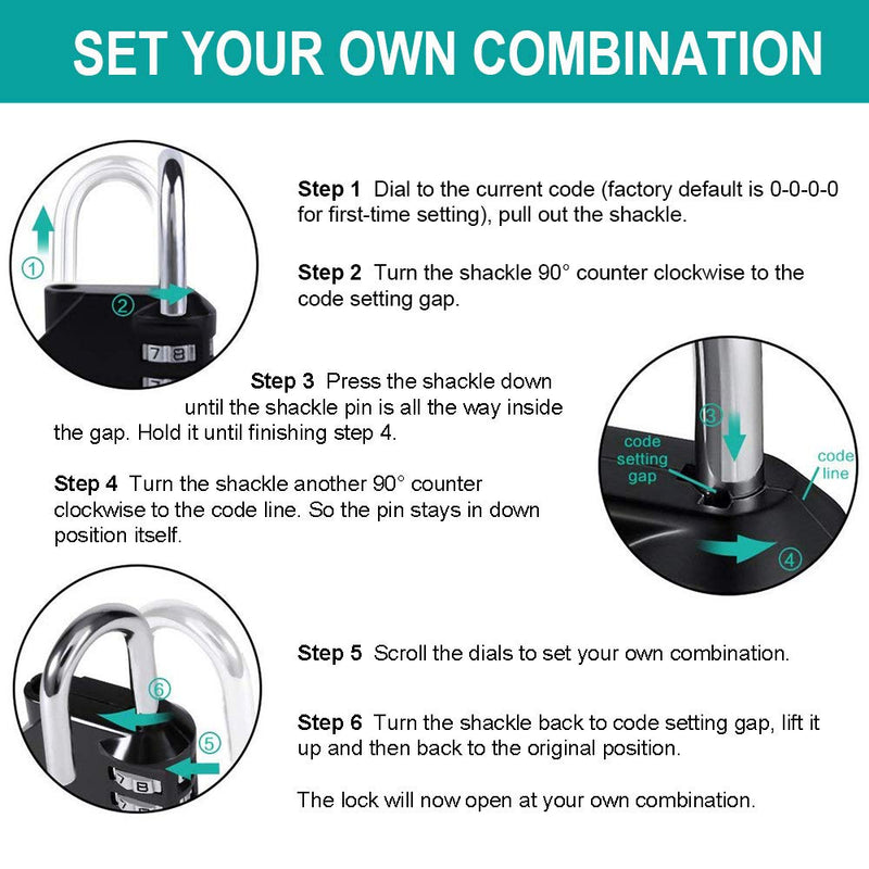 ZHEGE Combination Locker Lock, 4 Digit Outdoor Padlock for Gym, School, Gates, Doors, Fence, Hasps and Storage Blue1