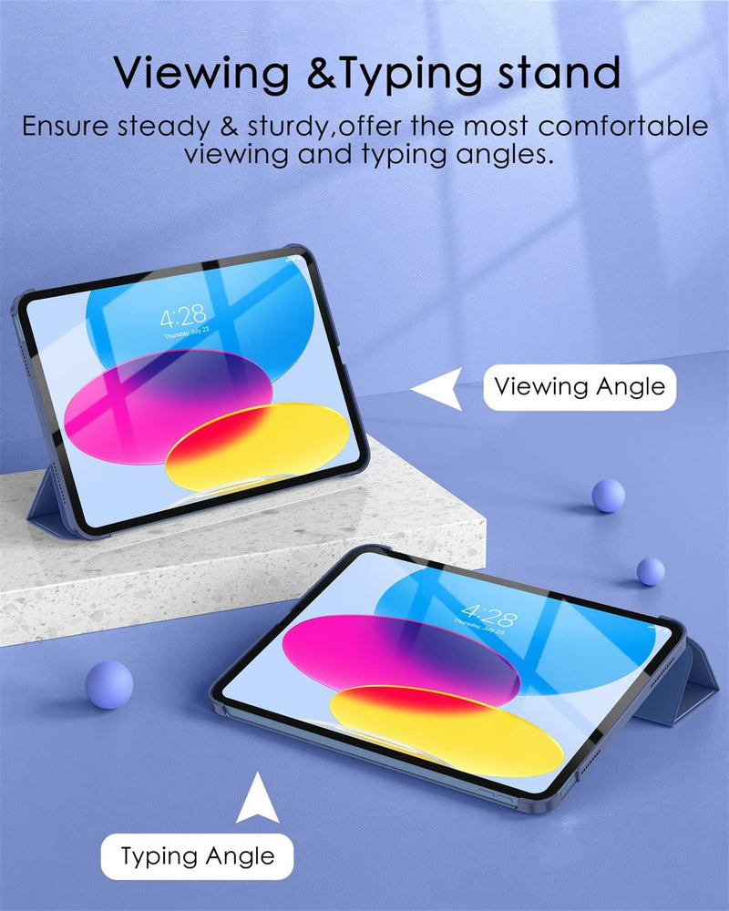 Soke Case for iPad 10th Generation(10.9-inch,2022) - [Smart Cover Auto Wake/Sleep + Slim Trifold Stand], Premium Protective Hard PC Back Cover for New Apple iPad 10.9 Inch - Navy Blue