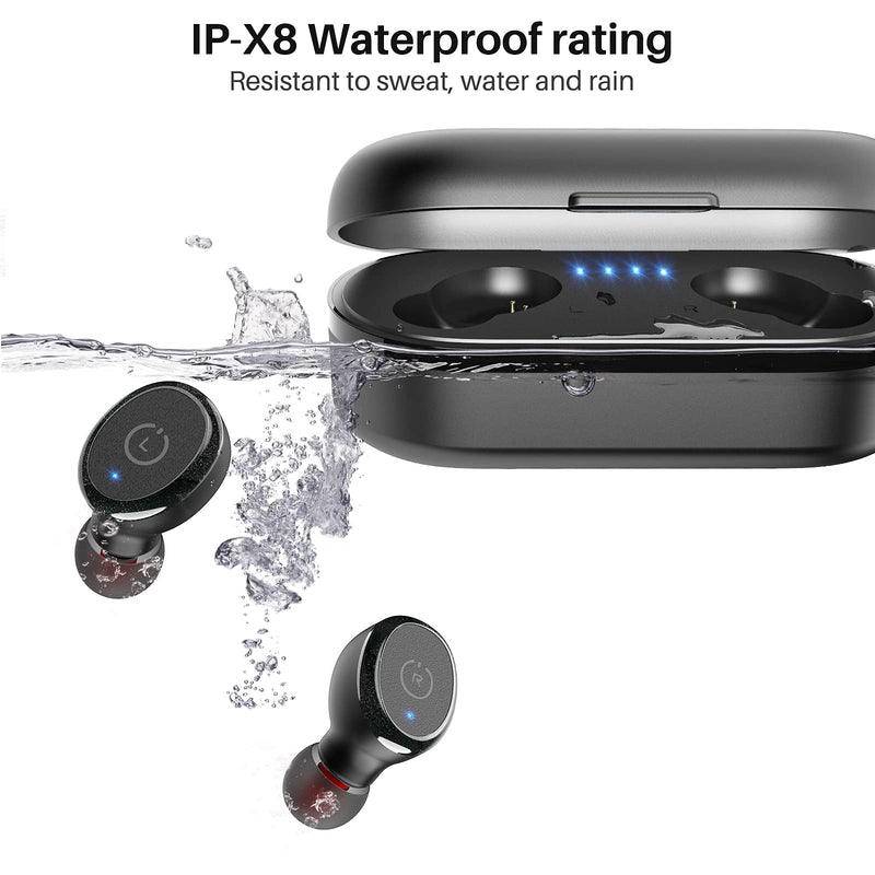 TOZO T10 Bluetooth 5.0 Wireless Earbuds with Wireless Charging Case IPX8 Waterproof Stereo Headphones in Ear Built in Mic Headset Premium Sound with Deep Bass for Sport Black 1