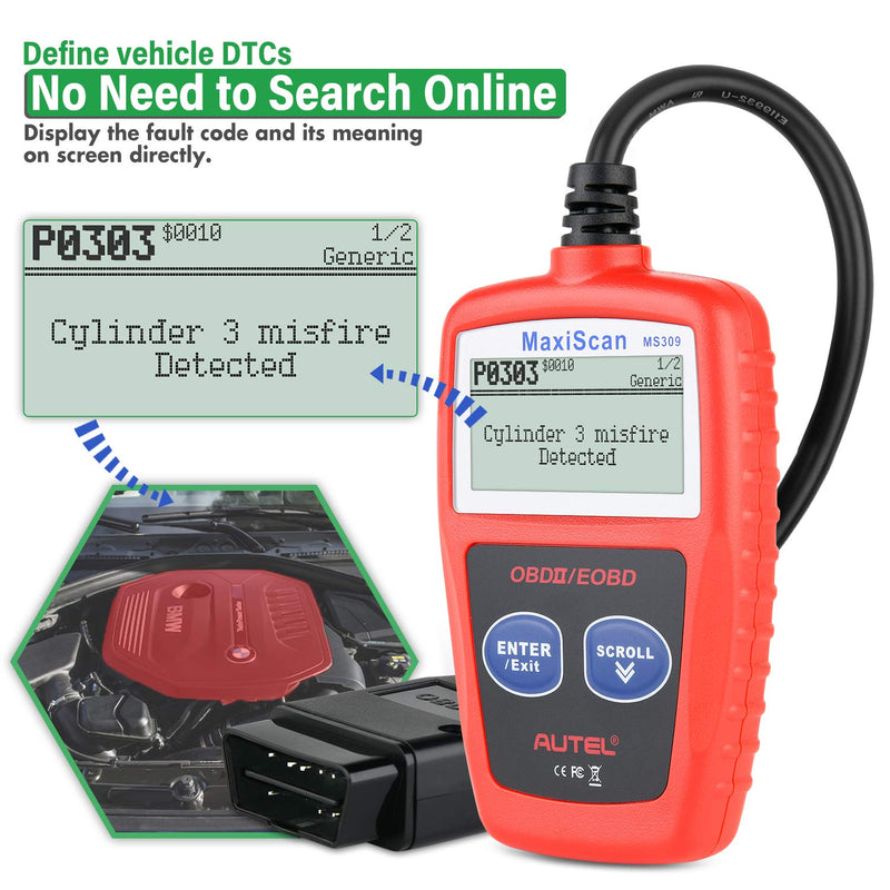 Autel MS309 Classic OBD2 Scanner Professional Mechanic OBD II Diagnostic Code Reader Tool for Check Engine Light