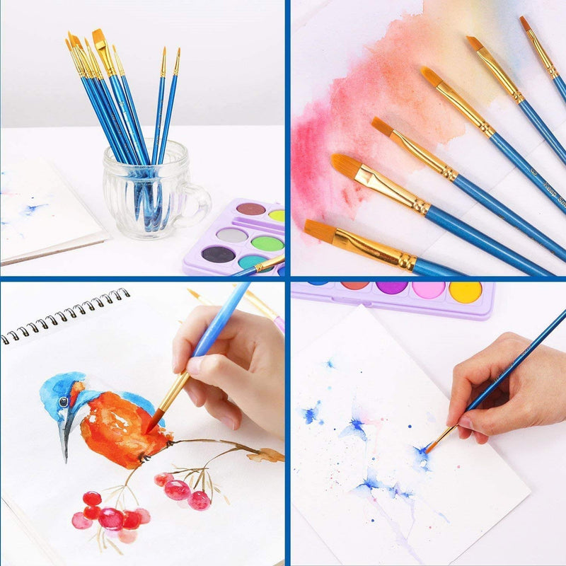 Acrylic Paint Brush Set, 1 Packs / 10 pcs Watercolor Brushes Painting Brush Nylon Hair Brushes for All Purpose Oil Watercolor Painting Artist Professional Kits. Paintbrush-10p