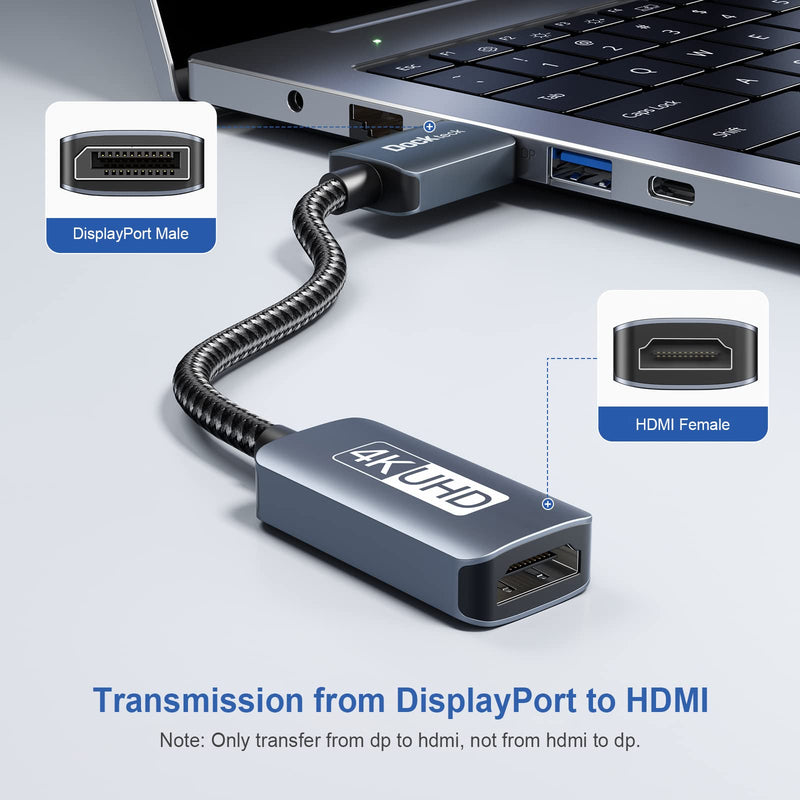 Active DisplayPort to HDMI Adapter, Dockteck 4K 60Hz DP to HDMI Converter, Uni-Directional Male DP 1.4 to HDMI Female for Monitor, HDTV, Projector, Desktop, Laptop(Dell ThinkPad Lenovo GTX etc.)