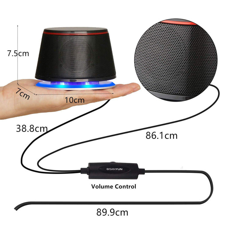 Sanyun SW102 Computer Speakers, 5Wx2, Deep Bass in Small Body, Stereo 2.0 USB Powered 3.5mm Aux Multimedia Speakers, Built-in Bottom Bass Radiators, PC Laptop Desktop Speakers, Black