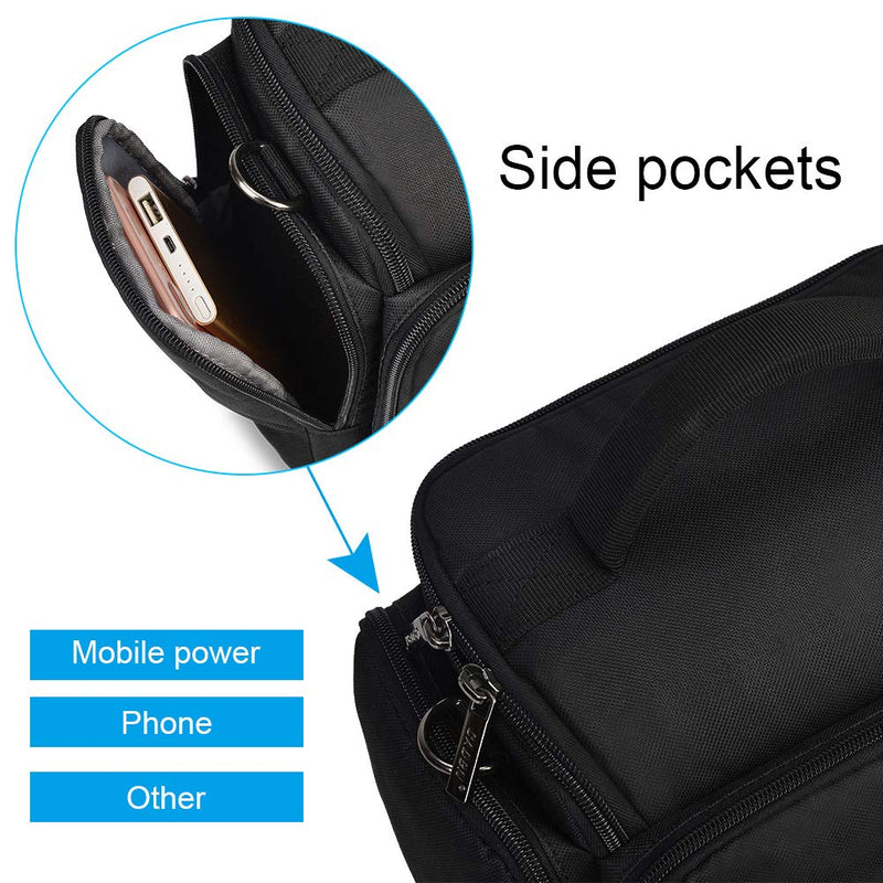CADeN Camera Shoulder Crossbody Bag Case Compatible for Nikon, Canon, Sony SLR/DSLR Mirrorless Cameras and Lenses Waterproof Black Large