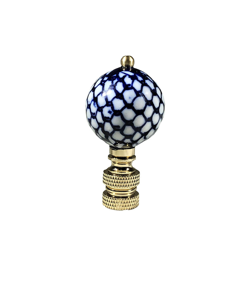 Royal Designs, Inc. Decorative Chinoiserie Blue and White Lamp Finials (Fish Scale - 2 Pk) Fish Scale - 2 Pk