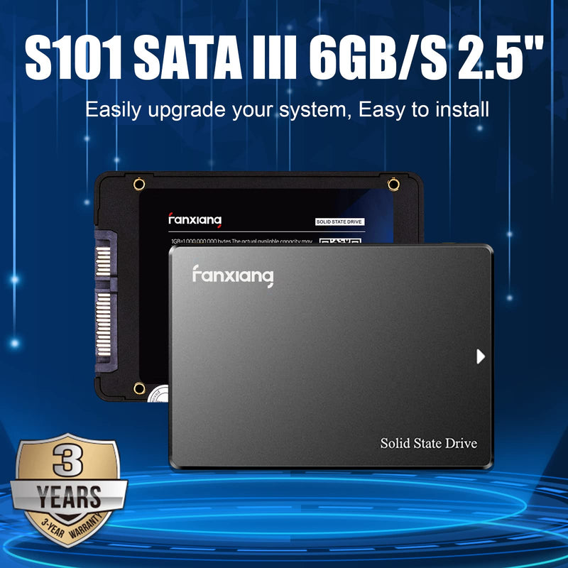 Fanxiang S101 250GB SSD SATA III 6Gb/s 2.5" Internal Solid State Drive, Read Speed up to 550MB/sec, Compatible with Laptop and PC Desktops(Black) Common Model