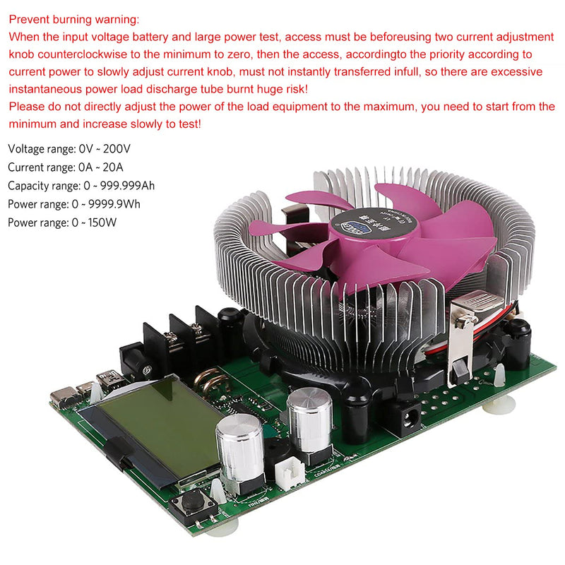 MakerHawk Electronic Load Tester - USB Load Tester 150W 200V 20A Resistor Adjustable Constant Current Battery Capacity Tester Module Intelligent Dischar