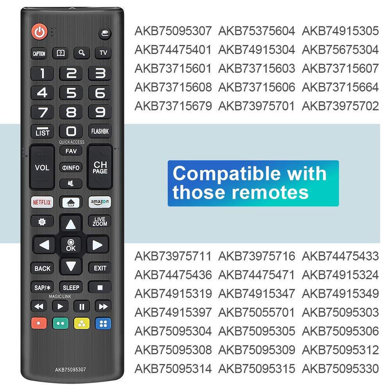 Gvirtue AKB75095307 Universal Remote Control Compatible for All LG TV Remote All LG LED OLED LCD UHD HDTV Plasma Magic Webos 3D 4K UHD HDR NanoCell Smart TV Models