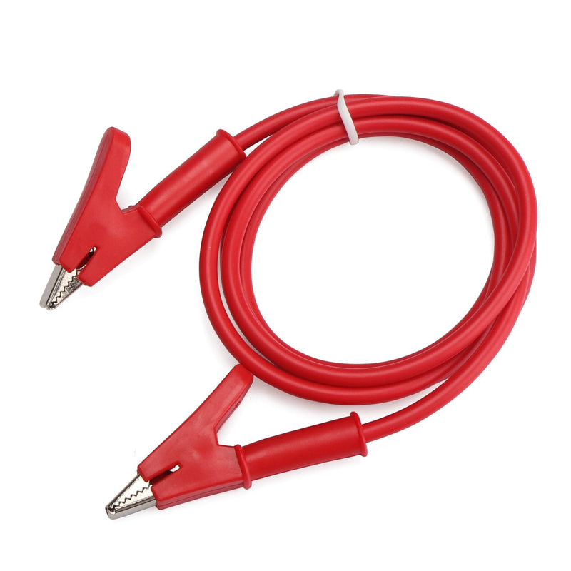 Dual Ended Alligator Clips Test Lead Black&Red 15A 39.3 Inches Test Cable Soft PVC Crocodile clips Testing Wire with Protective Jack Copper Clamps for Testing Current
