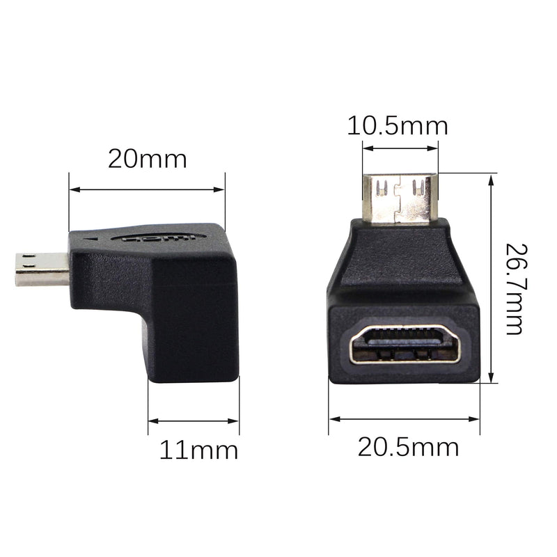 Mini HDMI Adapter,Right Angle 90 Degree Mini HDMI to Standard HDMI Connector Support 4K 1080P, YOUCHENG for Cameras, Computers, Projectorsï¼ˆ2-Packï¼‰