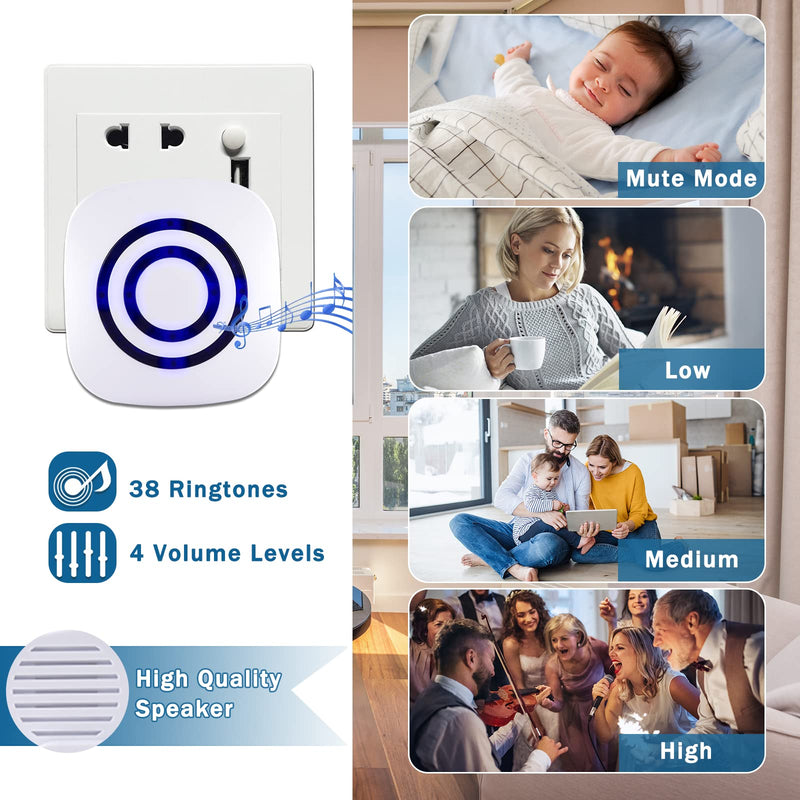 Motion Sensor Alarm - Seanme Wireless Driveway Alarm 100m Long Distance Signal Transmission, Home Security Alarm System Motion Sensor Doorbell with 38 Chime Tunes (1 reciver and 2 Sensor) 1 reciver and 2 sensor