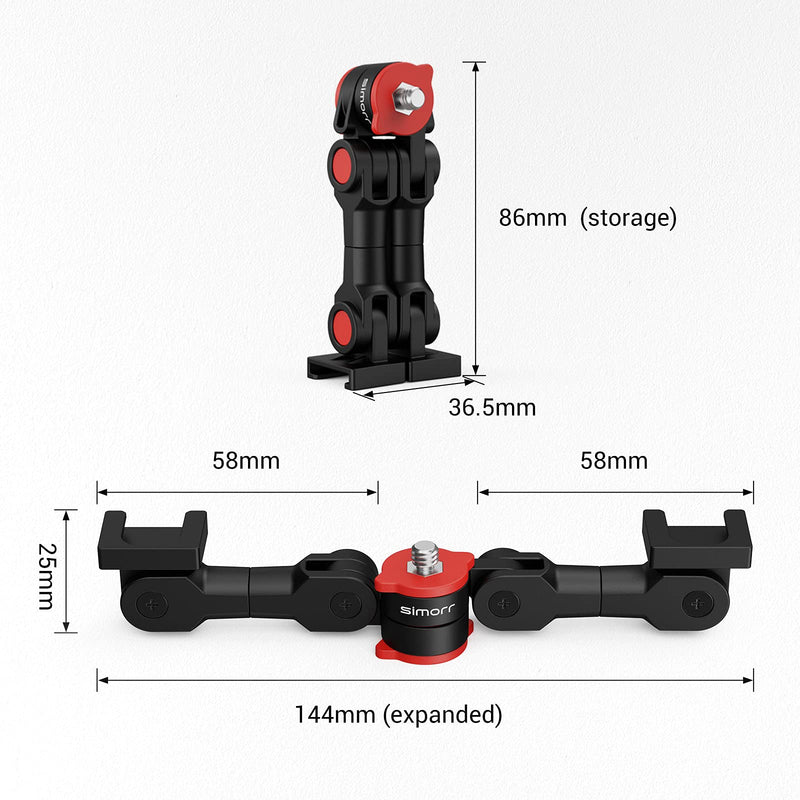 SmallRig Cold Shoe Mount Adapter Rotatable Dual Cold Shoe Extension Bracket Hot Shoe Mount Adapter for Led Light/Microphone 3483B