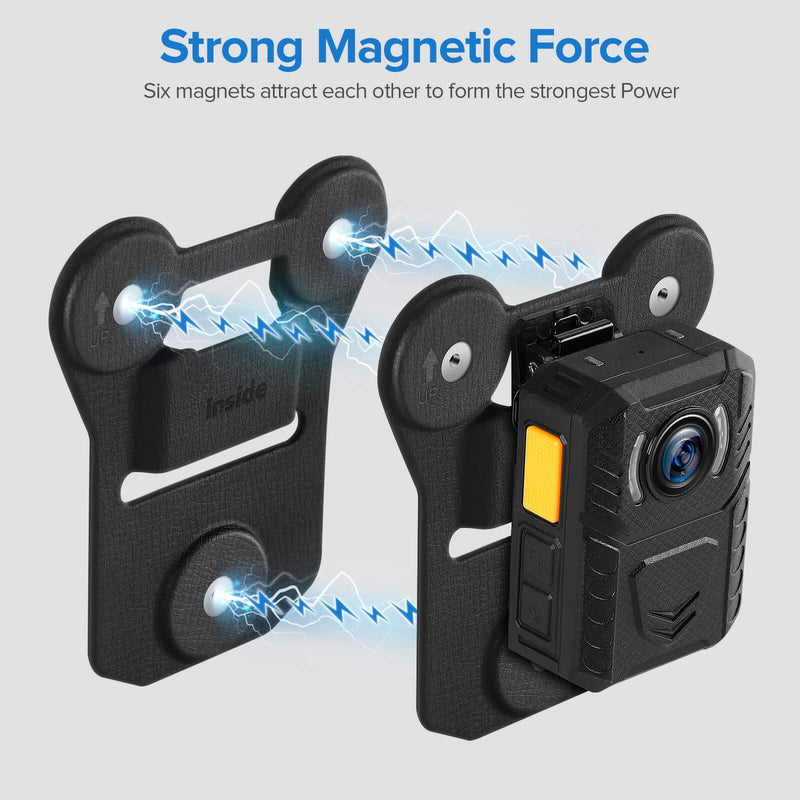 BOBLOV Body Camera Magnet Mount, 6pcs/8pcs Magnets Optional, Universal Magnetic Suction Back Clip, Make from Black Silica,Stick to Clothes for Universal All Brand Body Camera (12x10cm) 12x10cm