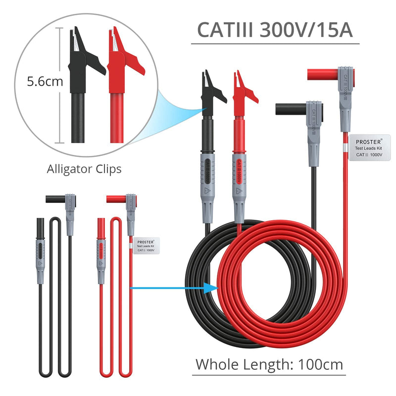 Multimeter Test Lead 24pcs, Proster Electrical Multitester Leads Automotive Multimeter Probe Alligator Clips Replaceable Volt Clamp Meter Leads Electronic Test Lead