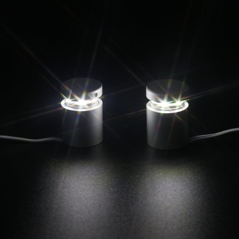 TOPNIKE LED Sign Standoffs 1"×1", Silver Aluminum, White LED Standoff Sign Holder, for Glass, Acrylic and Other Transparent Plates, Pack of 4 LED Standoffs with 1 Power Supply.