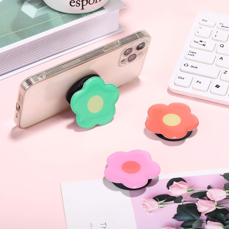 3 Pieces Phone Grip Holder Flower Collapsible Phone Holder Self-Adhesive Sublimation Phone Holders for Smartphone and Tablets