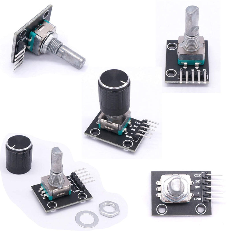 Taiss / 5Pcs KY-040 Rotary Encoder Module with 15×16.5 mm with Knobs Cap