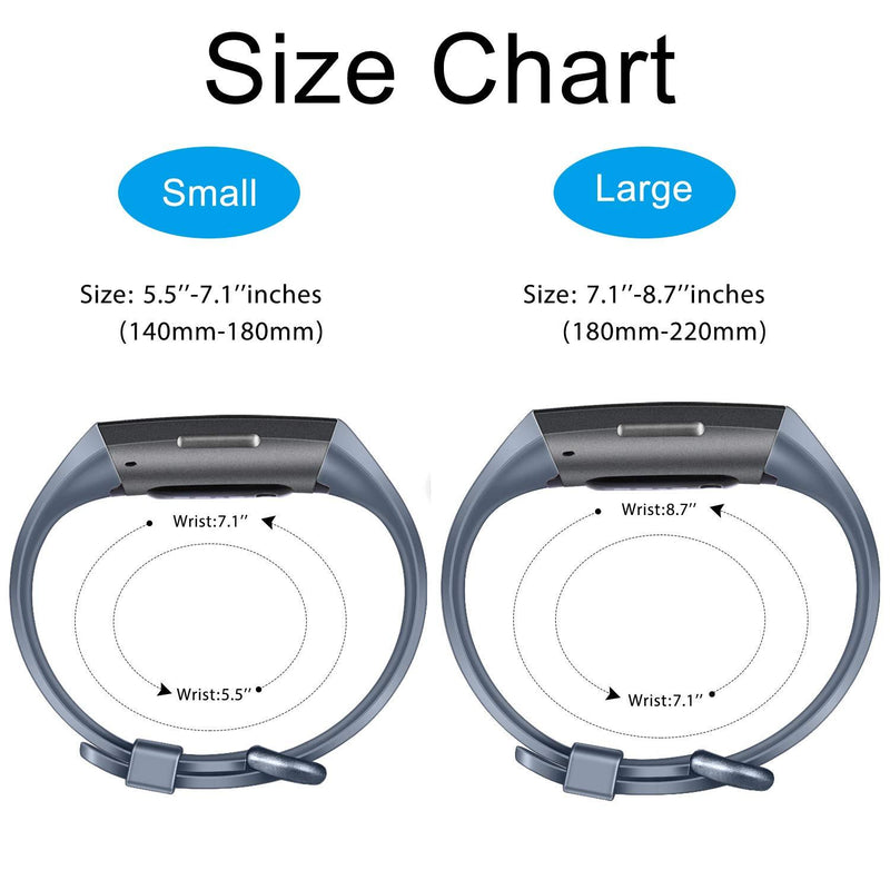 Pack 3 Silicone Bands for Fitbit Charge 4 / Fitbit Charge 3 / Charge 3 SE Replacement Wristbands for Women Men Small Large(Without Tracker) (Small: for 5.5"-7.1" Wrists, Black+Navy Blue+Slate Grey) Small: for 5.5"-7.1"wrists