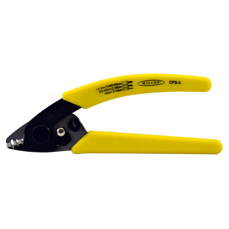 Miller CFS-3 Series Three-Hole Wire Stripper Tool for Working Technicians, Electricians, and Installers, Safe Cable-Splicing Tool, Easily Portable Wire Stripper, 4.2 Ounces 3 hole Curved TPE Handles