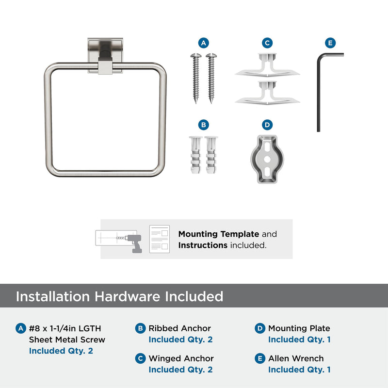 Amerock | Towel Ring | 7-9/16 inch (192 mm) | Satin Nickel | Appoint | Towel Holder | Bath Hardware | Bathroom Accessories Brushed Nickel