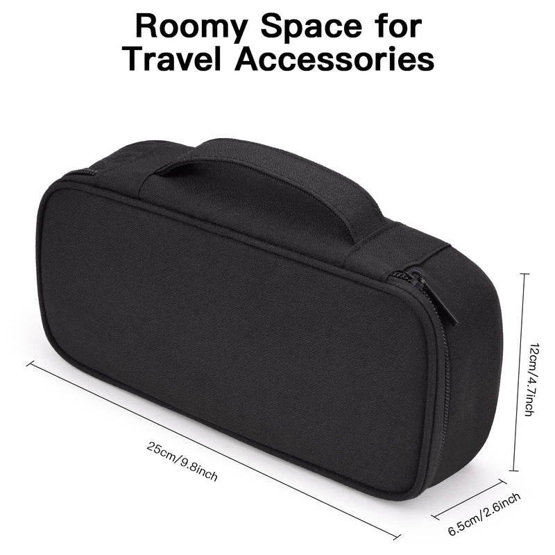 Cable Organizer Bag, Electronics Carrying Case for Charger & Cords, External Hard Drive, Portable Power Bank (Black) Large Black-L
