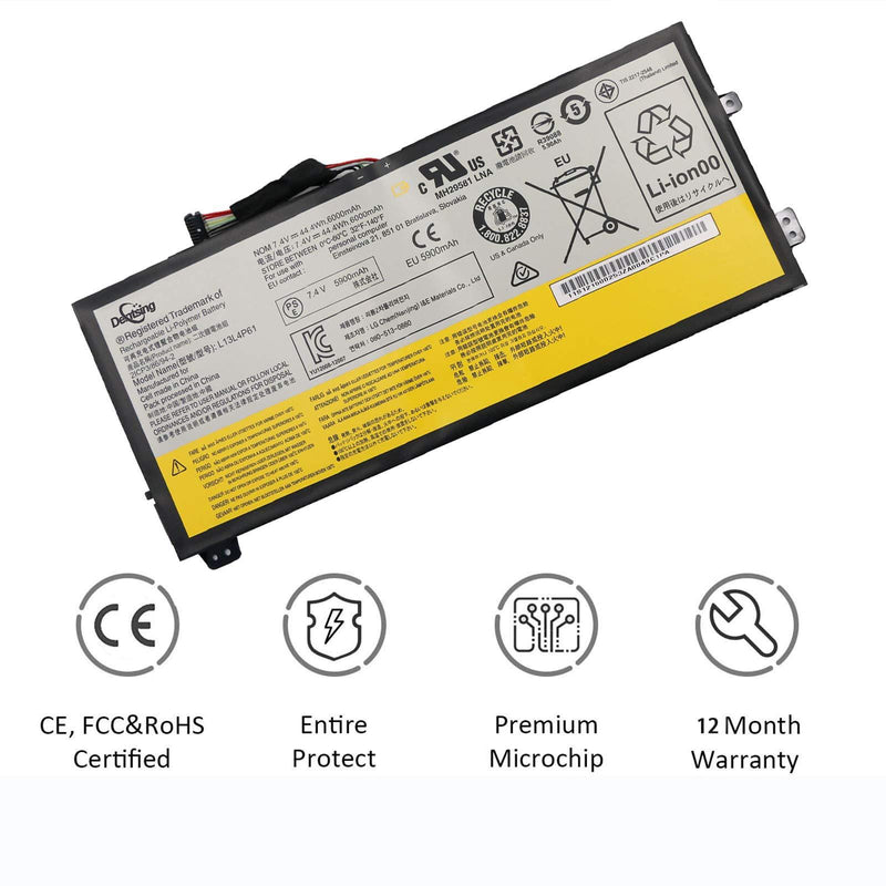 Dentsing L13L4P61 (7.4V 44.4Wh/5900mAh) Laptop Battery Compatible with Edge 15 80H1 80K9 Flex 2 Pro-15 80K8 Series Notebook L13S4P61 L13M4P61 2ICP3/86/94-2