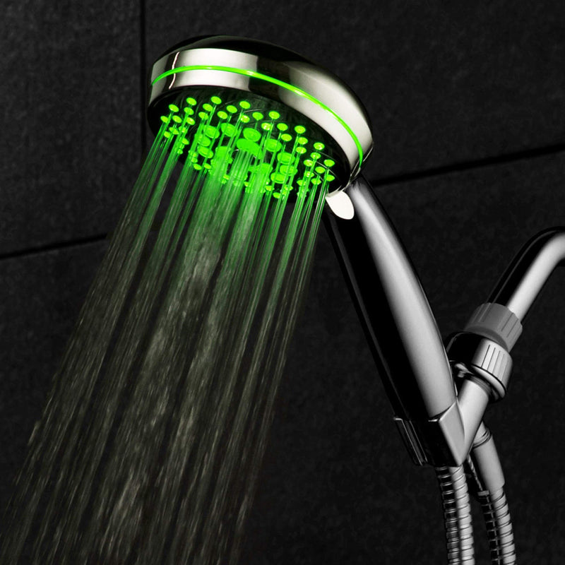 HotelSpa SpectrumTM Ultra-Luxury 7-setting / 7-color LED Handheld Shower-Head with Chrome Face. 7 colors of LED Lights change automatically every few seconds.