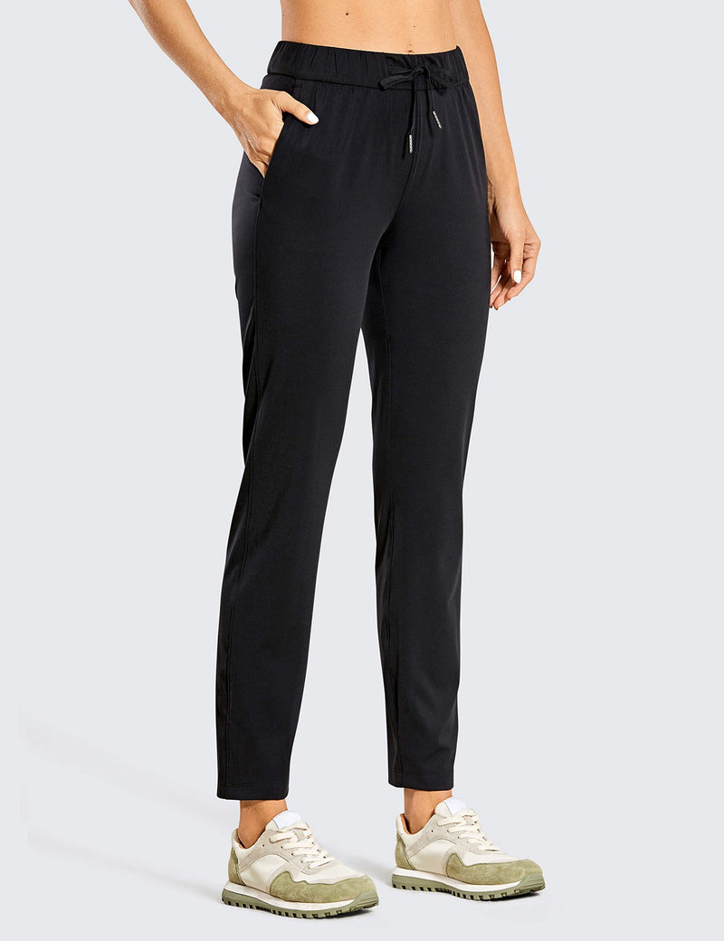 CRZ YOGA Women's Stretch Lightweight Casual Lounge Pants Athletic Outdoors Workout Tapered Joggers with Zipper Pockets X-Small Black