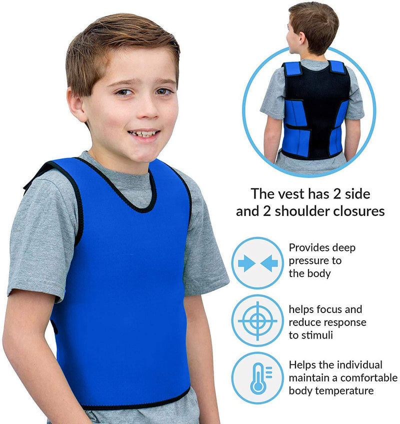 Special Supplies Sensory Compression Vest Deep Pressure Comfort for Autism, Hyperactivity, Mood Processing Disorders, Breathable, Form-Fitting, Kids and Adults (Blue, X-Small 14x24 inches) Blue X-Small (Pack of 1)