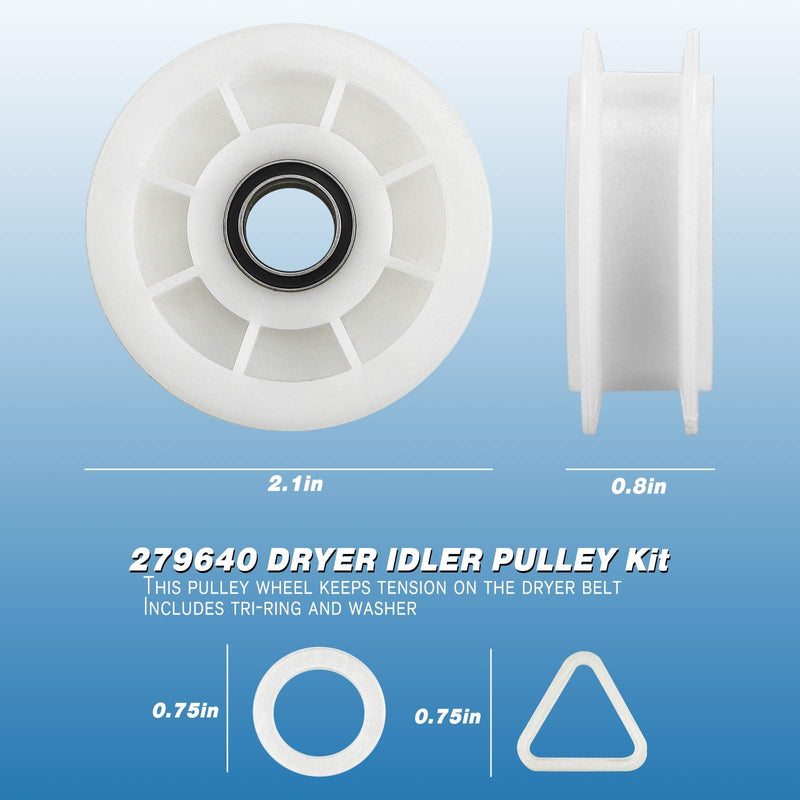 4392067 Dryer Replacement Parts Includes WPW10314173 Drum Roller & 661570V Belt & 279640 Idler Pulley, Maintenance Kit Replaces 2015 4392067VP 80047 587637 AP3109602 PS373088 EAP373088