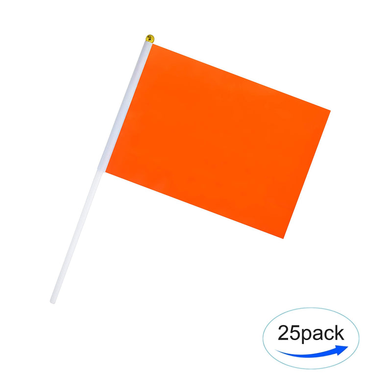 Consummate 25 Pack Solid Orange Flag Small Mini Plain Orange DIY Flags On Stick,Party Decorations for Parades,Grand Opening,Kids Birthday,Party Events Celebration