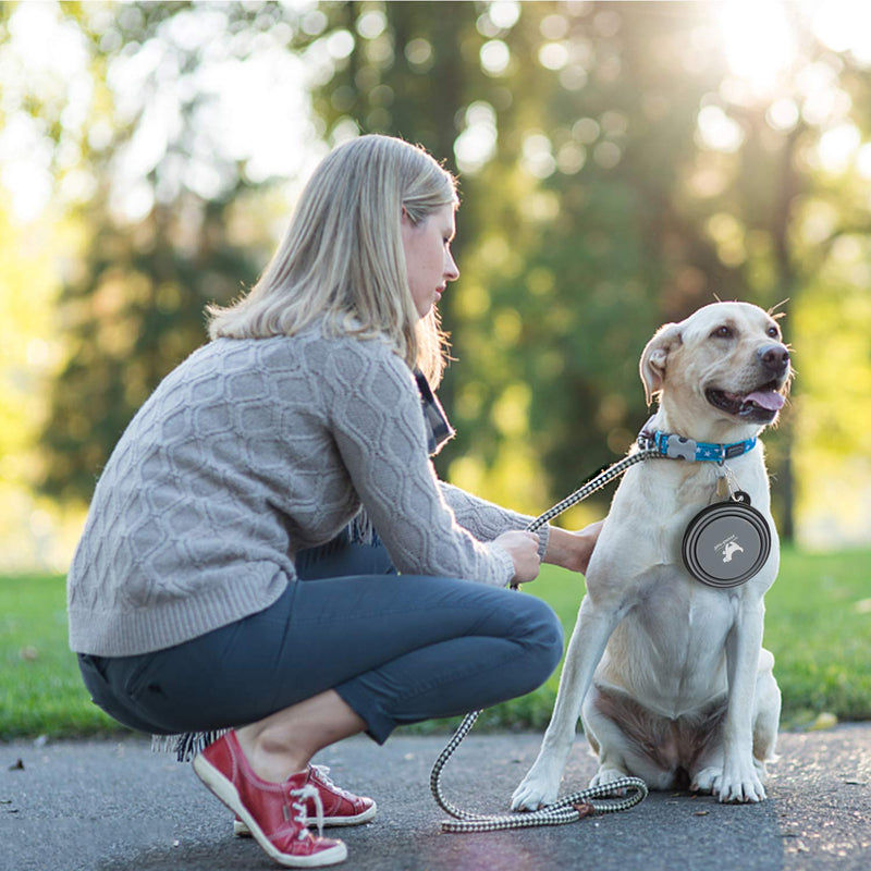 Expandable Dog Bowls for Travel, 2-Pack Dog Portable Water Bowl for Dogs Cats Pet Foldable Feeding Watering Dish for Traveling Camping Walking with 2 Carabiners, BPA Free S grey&navy
