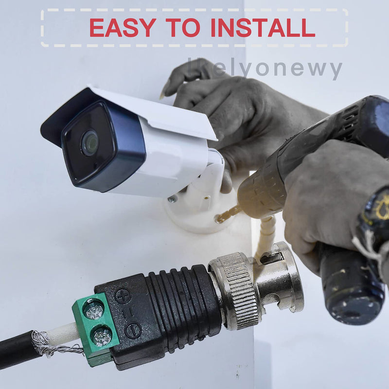 BNC to Cat5e Adapter Male Connectors and Solderless Female Video Balun Connector,Screw Camera Terminal Plug for CCTV Surveillance Cable Ethernet Speaker,Lkelyonewy