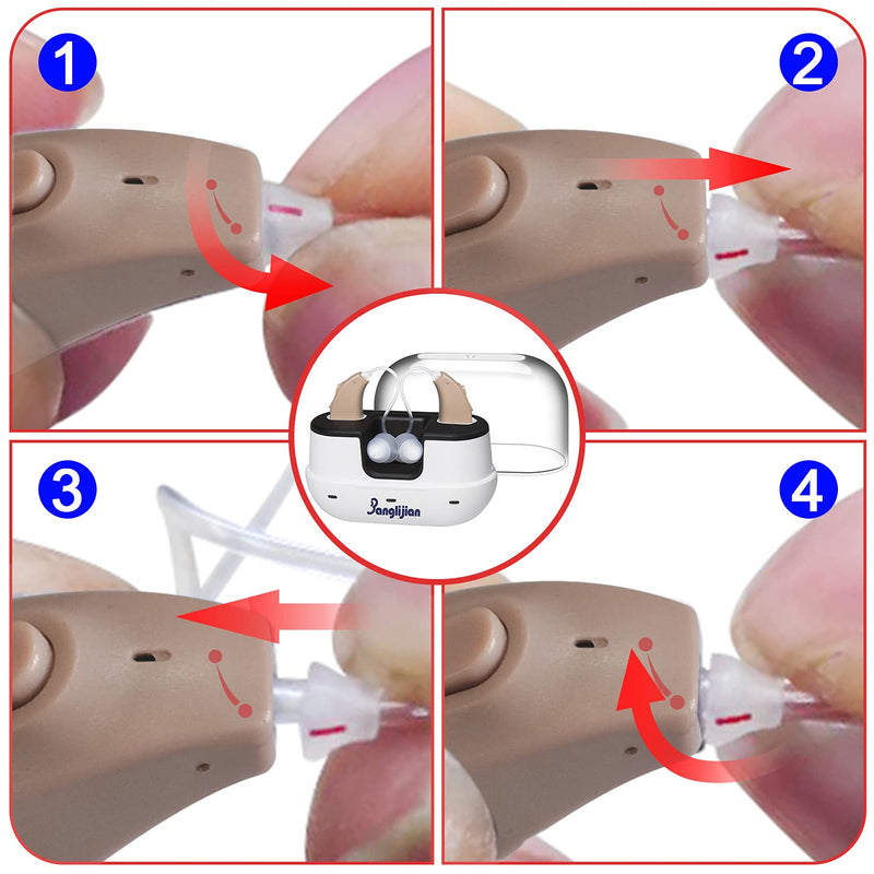 Banglijian Hearing Amplifier Replacement Slim Sound Tubes for BLJ-707 (Red-Right Ear) Red