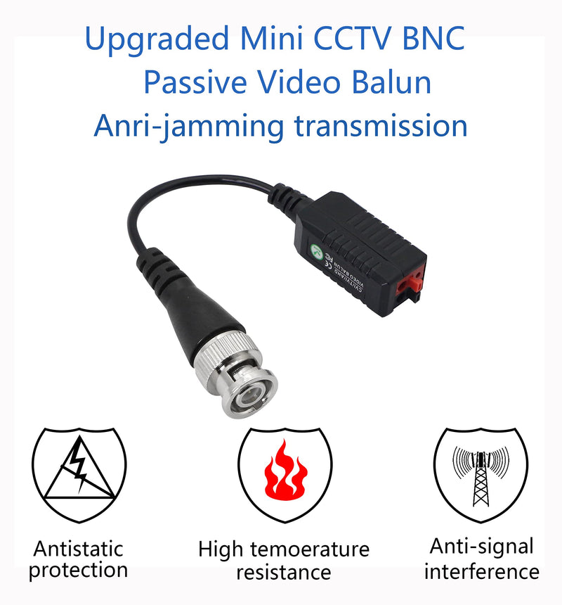 YACSEJAO HD Video Balun Connectors,BNC Video Balun Transceiver,Balum Connector Passive,Twisted Pair Transmitter,Support HD-CVI/AHD/TVI Video Signals for CCTV - 2 Pack