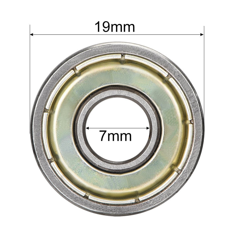 uxcell 607ZZ Deep Groove Ball Bearing Double Shield 607-2Z 80017, 7mm x 19mm x 6mm High Carbon Steel Z1 Bearings (Pack of 4) 7mmx19mmx6mm