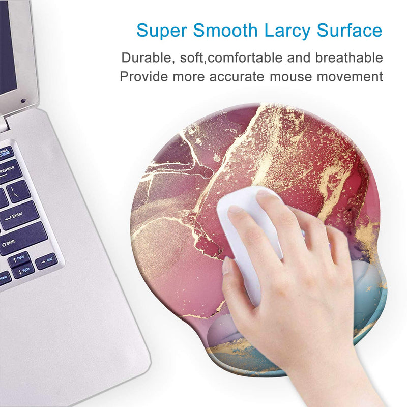 ITNRSIIET [30% Larger] Mouse Pad, Ergonomic Mouse Pad with Gel Wrist Rest Support, Gaming Mouse Pad with Lycra Cloth, Non-Slip PU Base for Computer, Laptop, Home, Office & Travel,Modern Art Marble