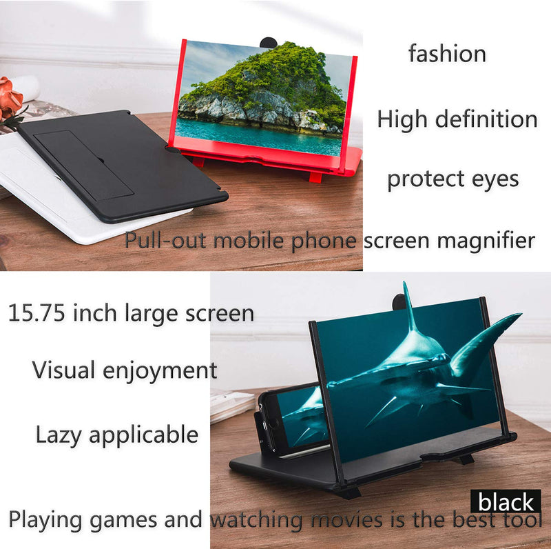 XYG 3D HD Screen Amplifier,Large Screen Magnifier,Drawable and Foldable Phone Holder,Radiation Protection,for All Smart Phones (Black) black