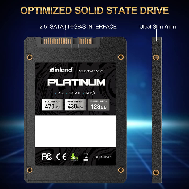 INLAND Platinum 128GB SSD SATA III 6Gb/s 2.5" 7mm TLC 3D NAND Internal Solid State Drive (128GB) Platinum-128GB