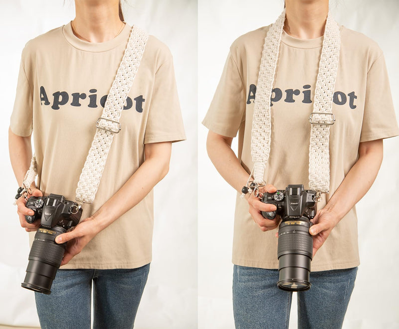 Clysuply Macrame Camera Strap For DSLR Camera. Adjustable Handwoven Universal Neck & Shoulder Strap Gift for Photographers Cream