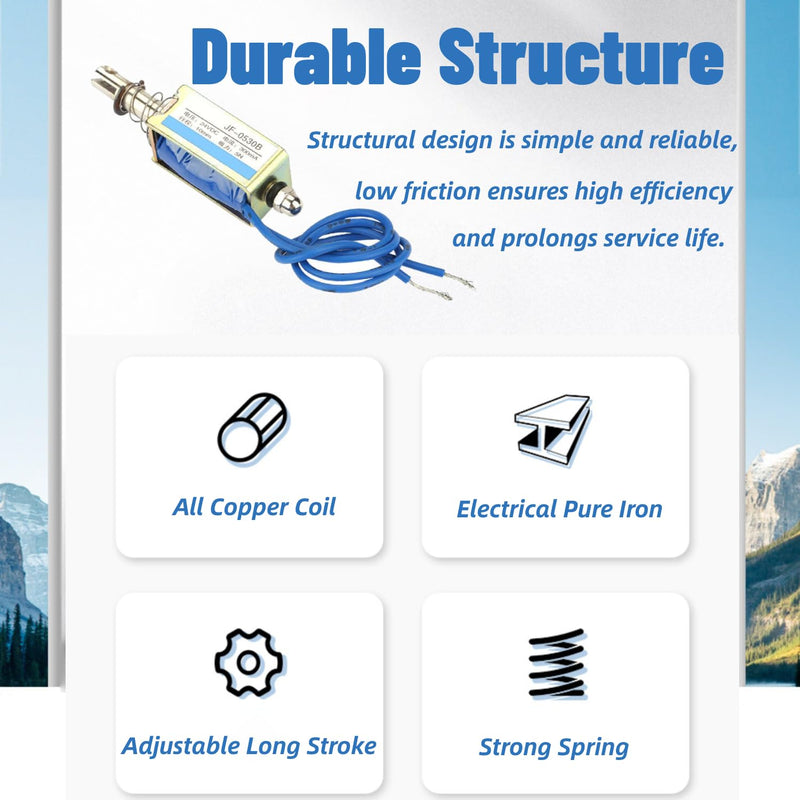 Electromagnet Magnet, JF-0530B DC 6/12/24V 5N 10mm Stroke Push Pull Type Open Frame, Electromagnet Automation Control 300mA 24V