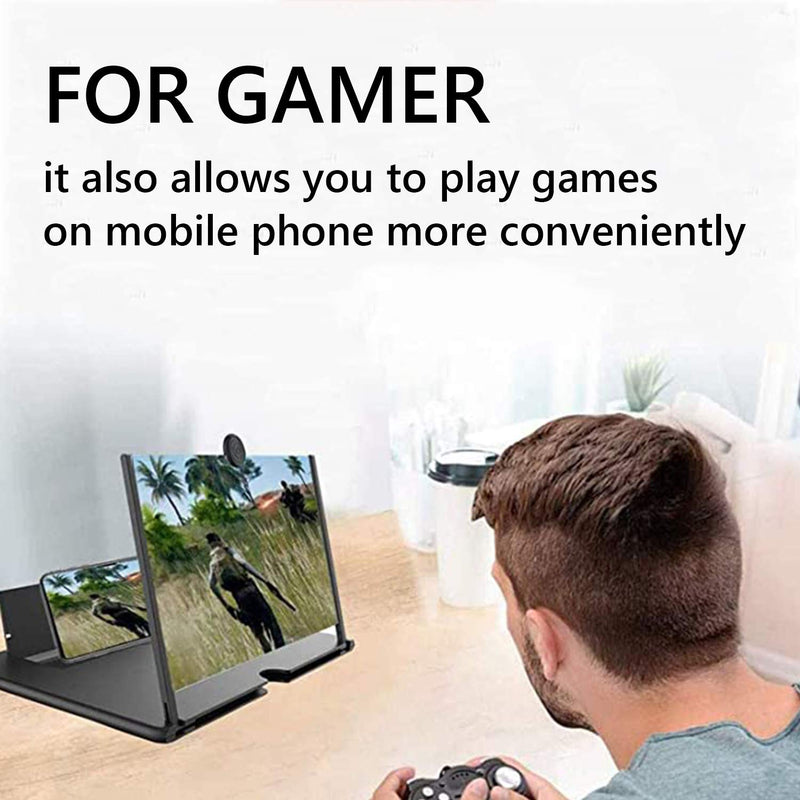 Smartphone Screen Magnifier Stand 14 Inch 3D Foldable Amplifier for Cell Phone with Adjustable Angle A Black-14inch